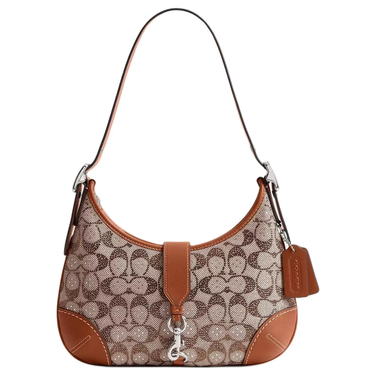 COACH Hamptons Leather Hobo Bag, Handbag, Shoulder Bag Large Women's Burnished Amber