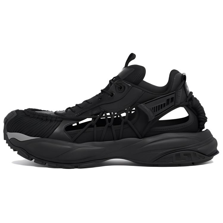 VERSACE Mercury cow leather Greca drawstring hollow low-top lifestyle shoes men's black
