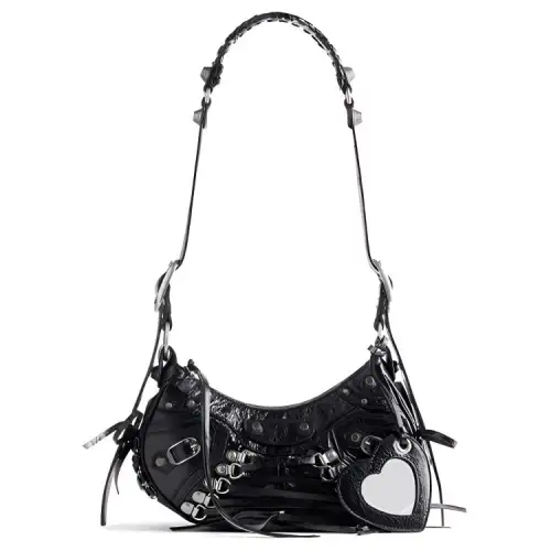 Balenciaga Le Cagole Lambskin Portable Crossbody Bag, Shoulder Bag Mini Women's Black