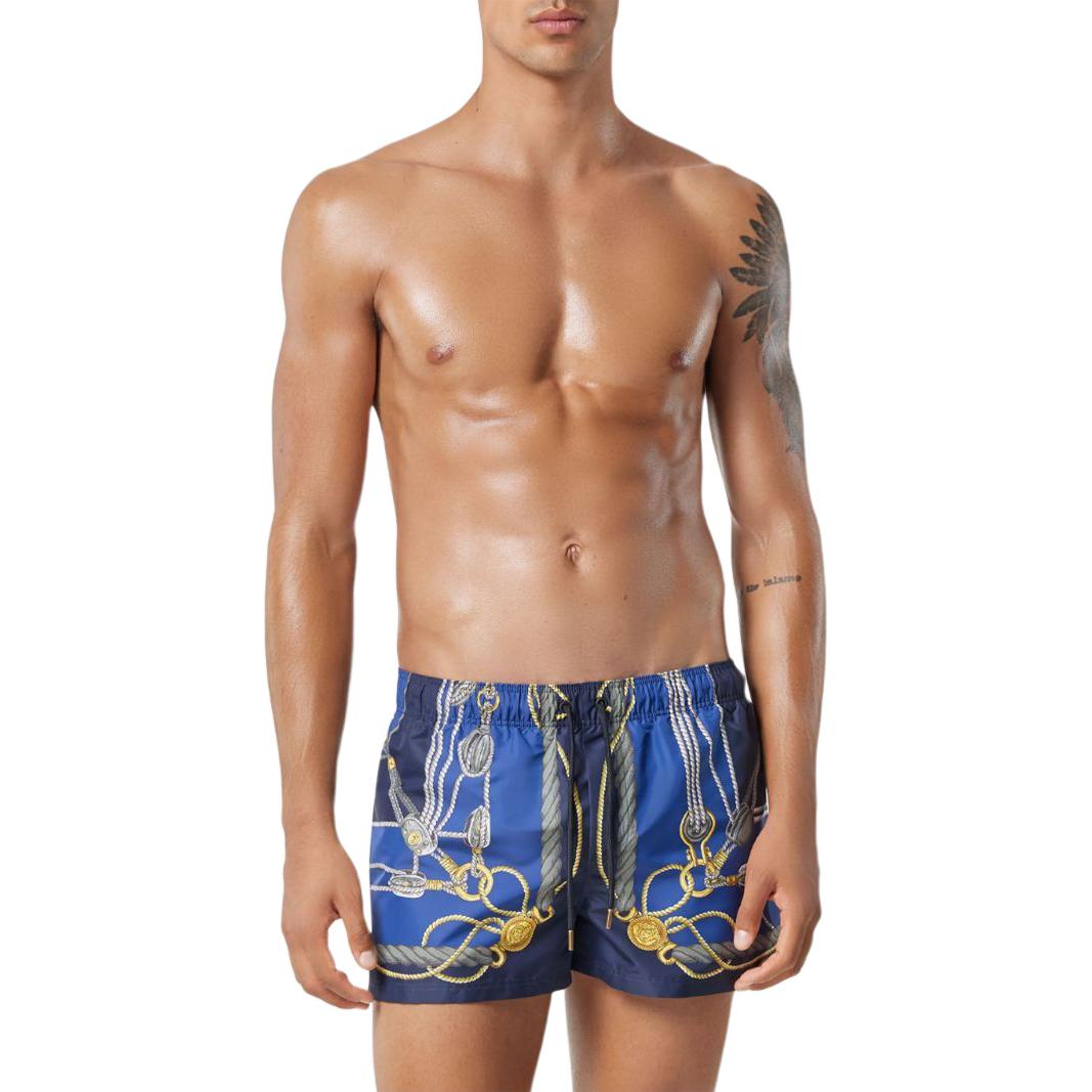 VERSACE Nautical Graphic Printed Drawstring Swim Shorts