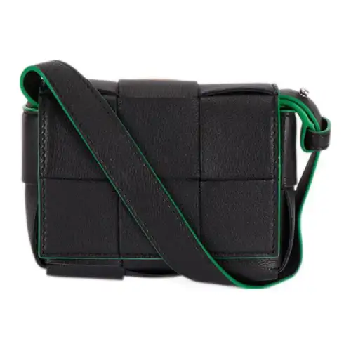 Bottega Veneta CASSETTE Leather Crossbody Bag, Shoulder Bag Mini Men's Black
