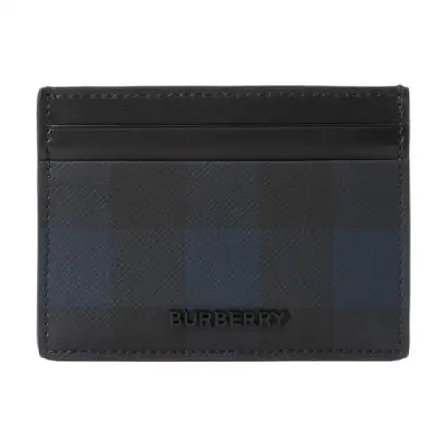 Burberry PU Polyurethane Card Holder Men's Marine Blue