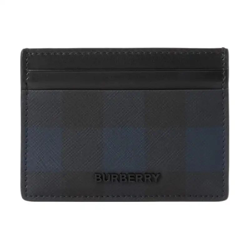 Burberry PU Polyurethane Card Holder Men's Marine Blue