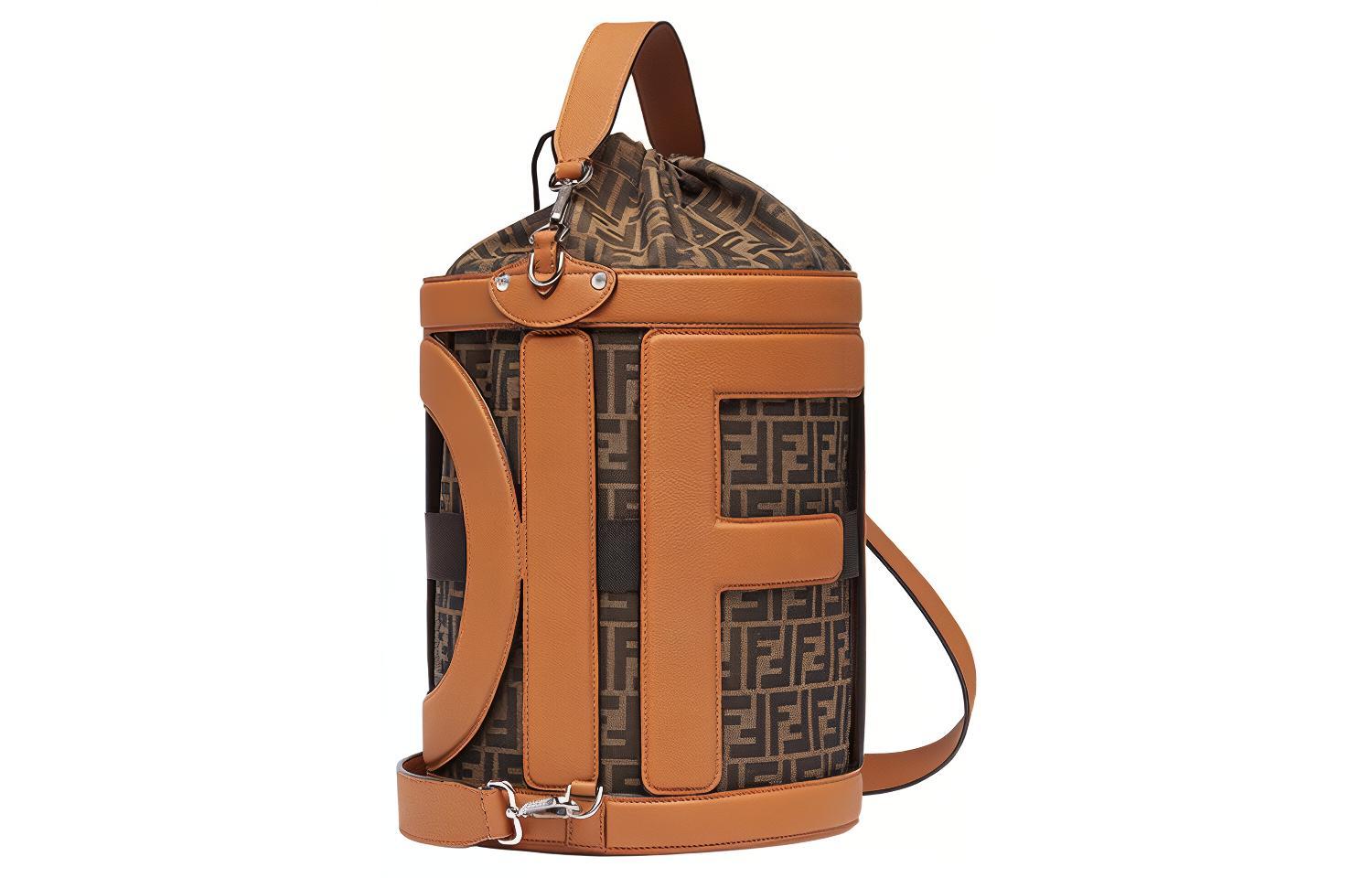 Женская сумка Fendi FF Monogram (коричневая) — фото 2
