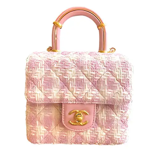 CHANEL Tweed With Lambskin Flap Bag, Shoulder Bag, Crossbody Bag, Handbag Mini Women's Pink