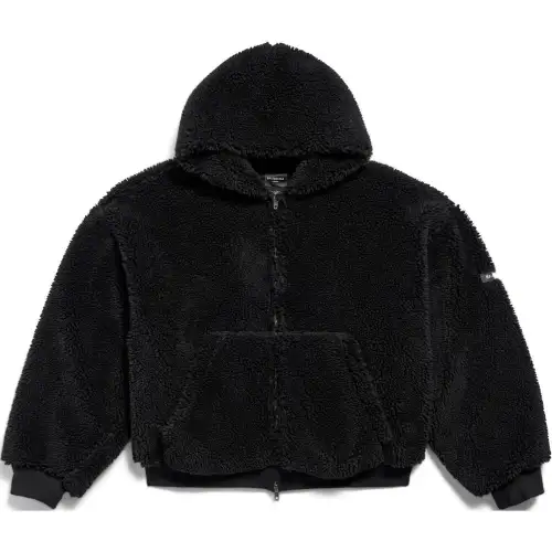 Balenciaga Zip-Up Fur Hoodie