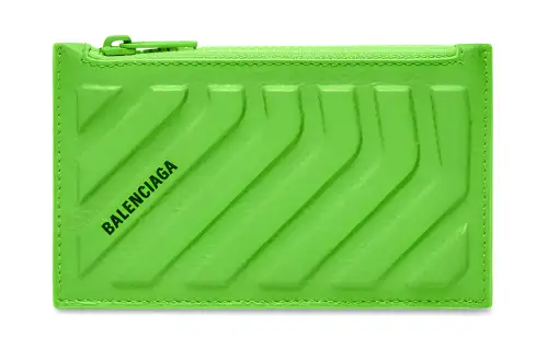 Balenciaga Car Embossed Cow Leather Card Holder, Coin Purse, Wallet Men's Turquoise