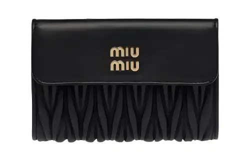 MIU MIU Matelassé Nappa Leather Wallet Small Women's Black