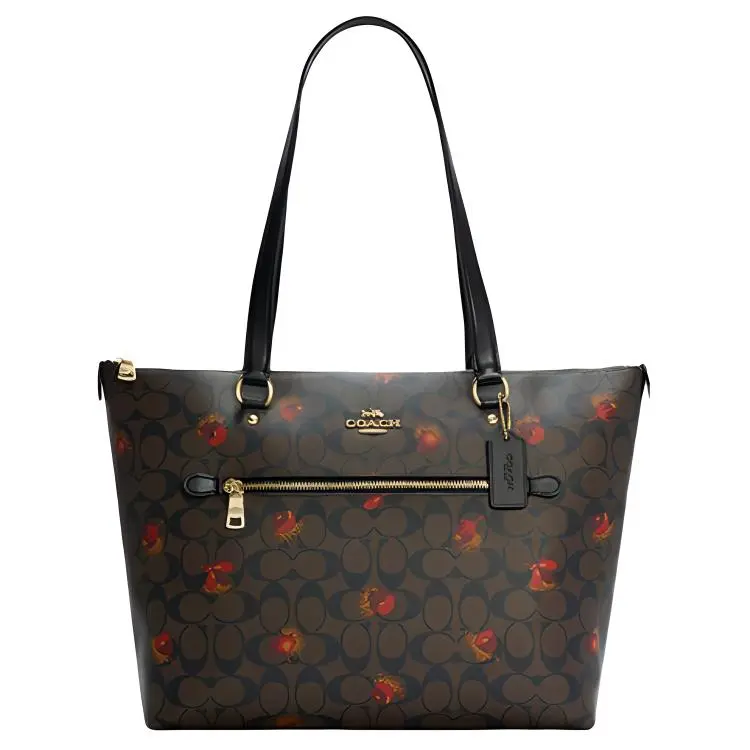 COACH Gallery Leather PVC Tote Bag, Shopping Bag, Handbag, Shoulder Bag Large Women's Dark Brown