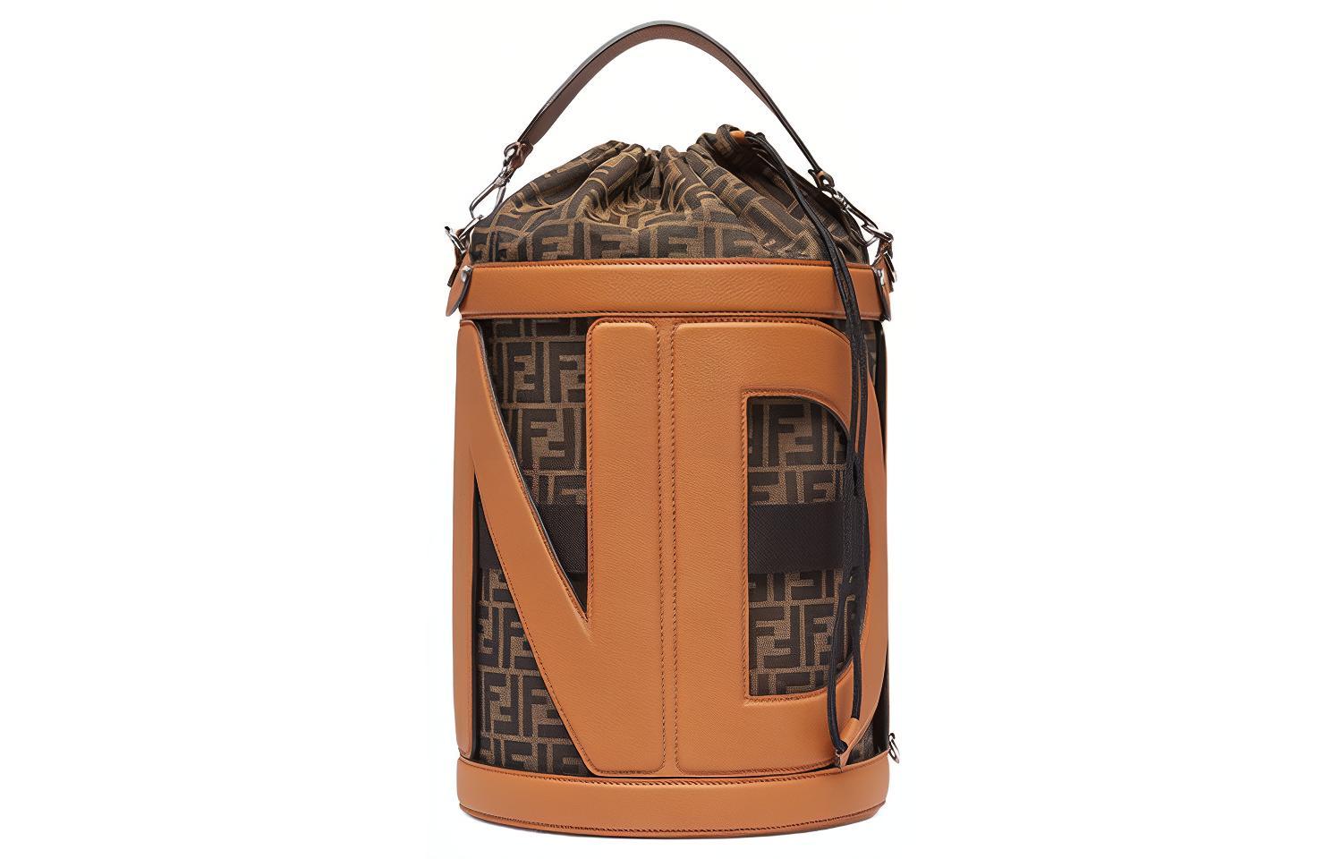 Женская сумка Fendi FF Monogram (коричневая) — фото 3