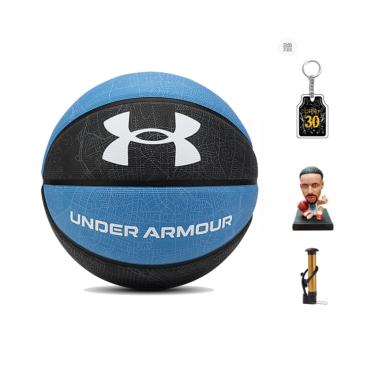 Under Armour Rubber Basketball Black Blue Size 7 Training Unisex