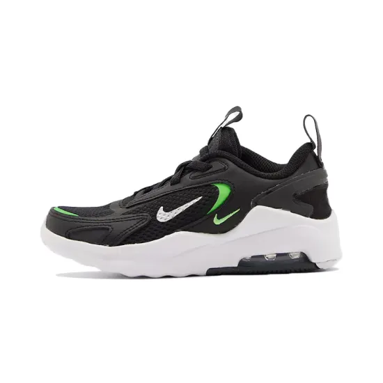 Nike Air Max Bolt Slip-Resistant Cushioning Wear-Resistant Running Shoes Black Green Children Aged 3-7 Years Old