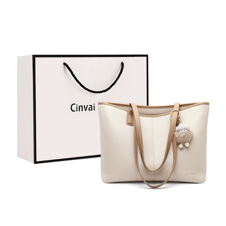 CinvaiKrose Cow Leather With Synthetic Leather Shoulder Bag, Handbag, Tote Bag, Tote Bag, Shopping Bag Large Women's