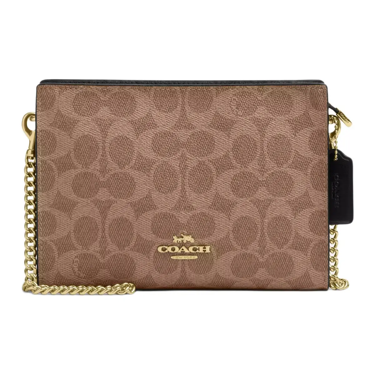COACH Slim Crossbody Coated Canvas Shoulder Bag, Crossbody Bag Small Women's Tan & Black