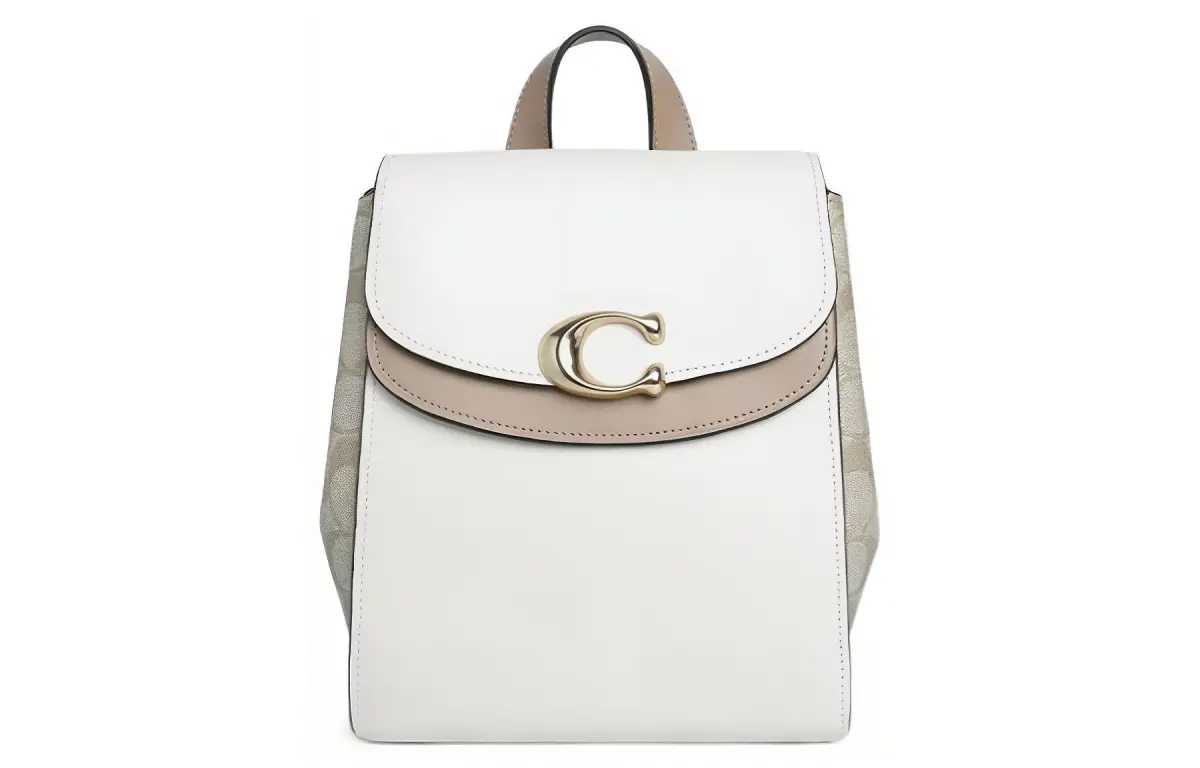 COACH Celia Canvas With Cow Leather Backpack Small Women's Light Khaki