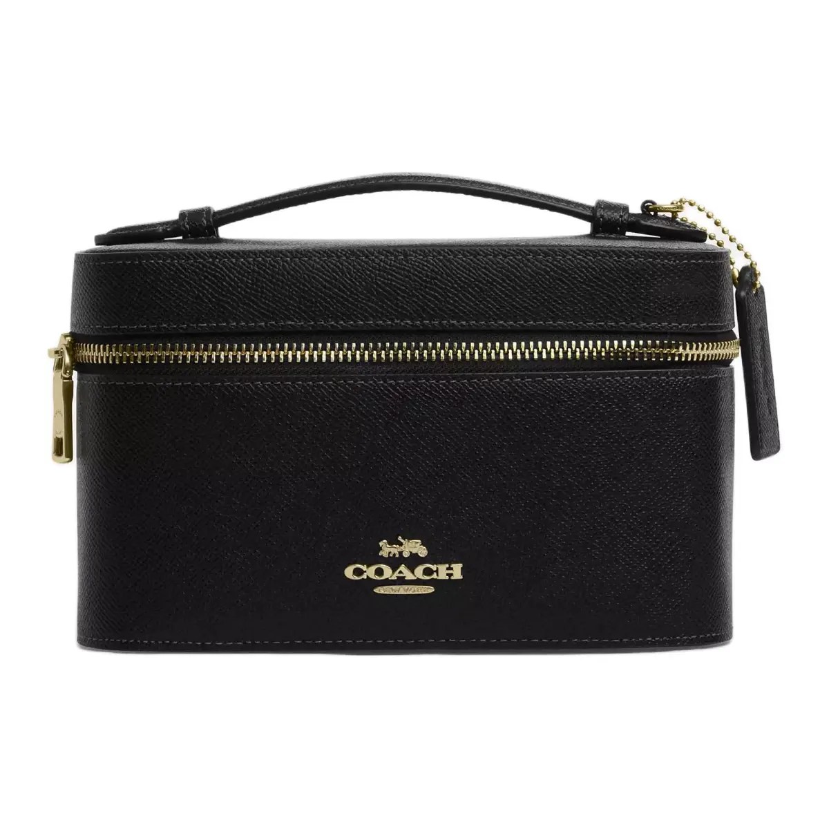 COACH Cross Grain Leather Makeup Bag Small Women's Black