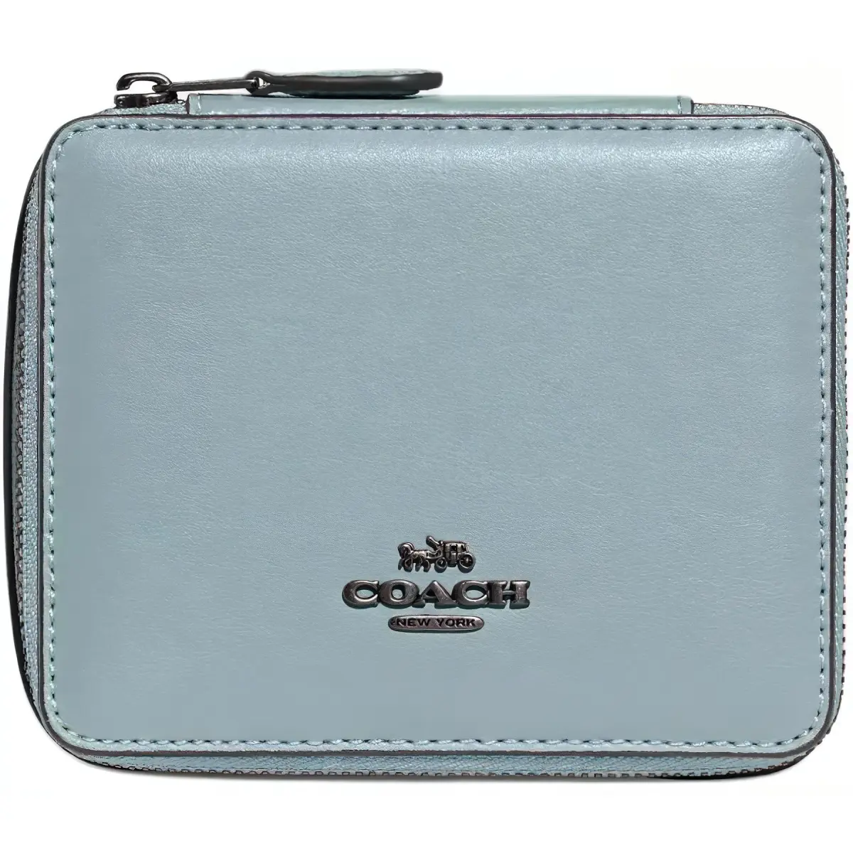COACH Jewelry Bo Smooth Leather Jewelry Box Storage Bag Makeup Case Women's Blue