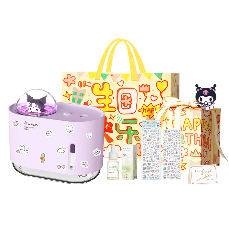 Hello kitty, sanrio, humidifier, moisturizing spray, cartoon cute night light for men and women, high quality universal gift box for friend, set, for beloved