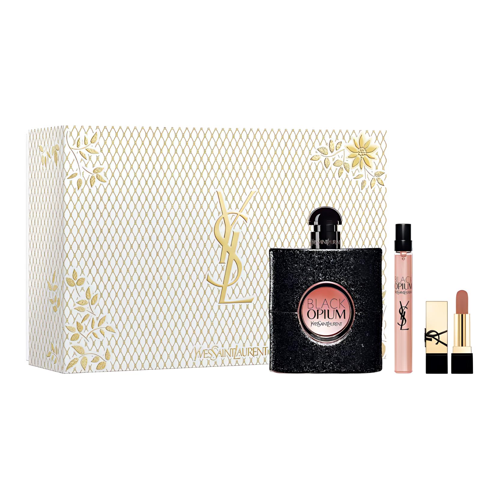 YSL, perfume, floral coffee set, lipstick, 50 ml, 90 ml, 10 ml