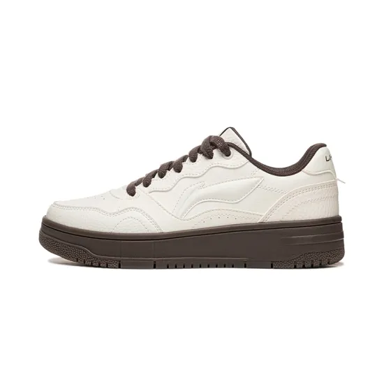 LINING Tianji Soft Skateboard Shoes Women's Low-Top Ecru/Coffee/Dark Brown