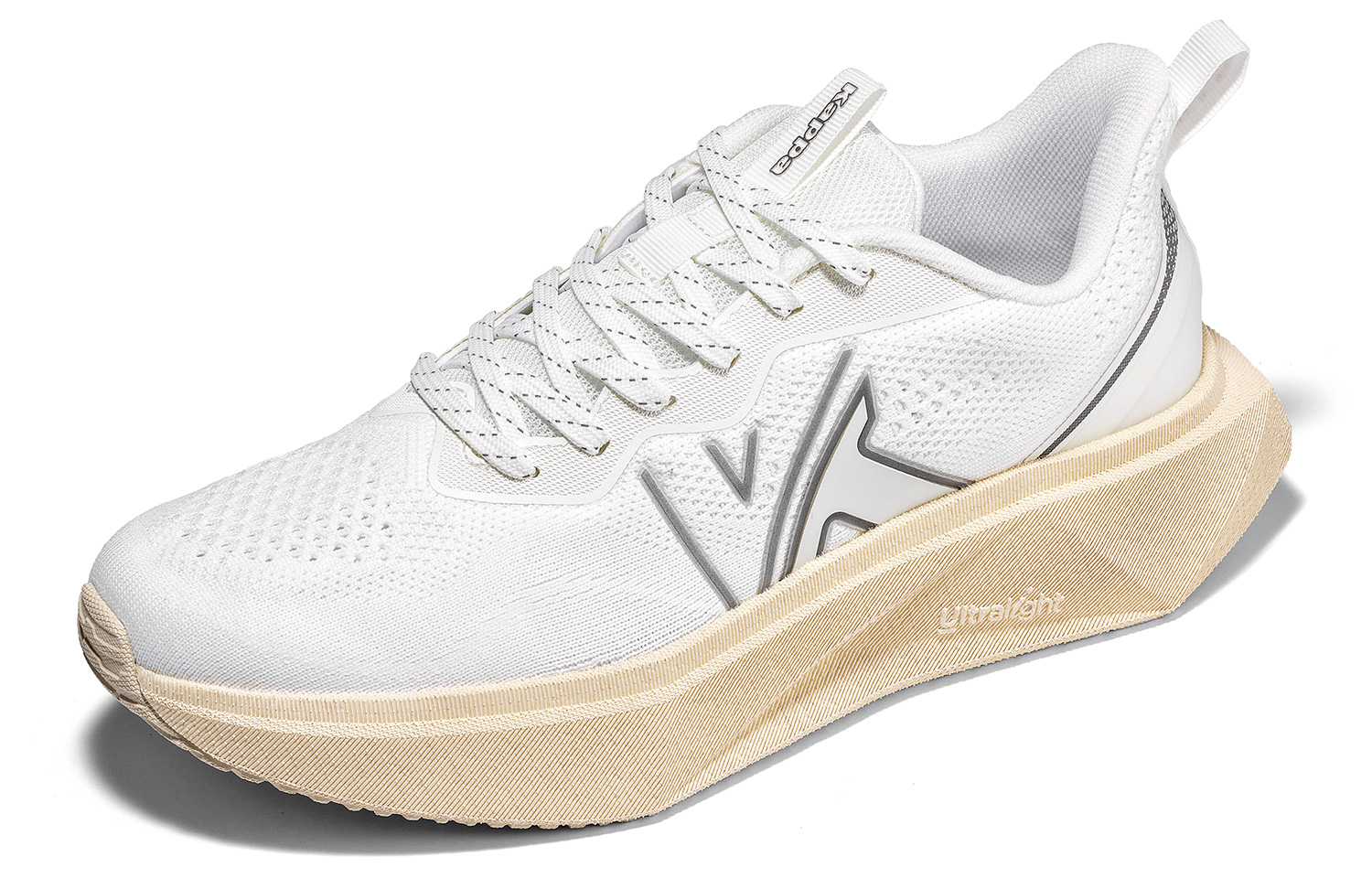 Kappa Slip Resistant Abrasion Resistant Mid top Running Shoes Unisex White Beige Gray