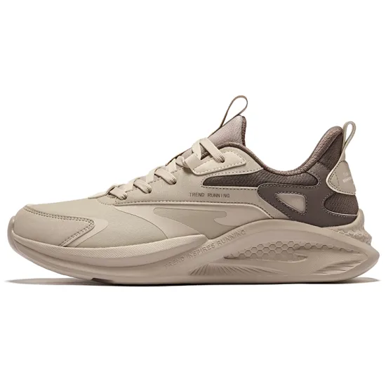 Erke Running Shoes Men Low-Top Light Linen Brown Stone