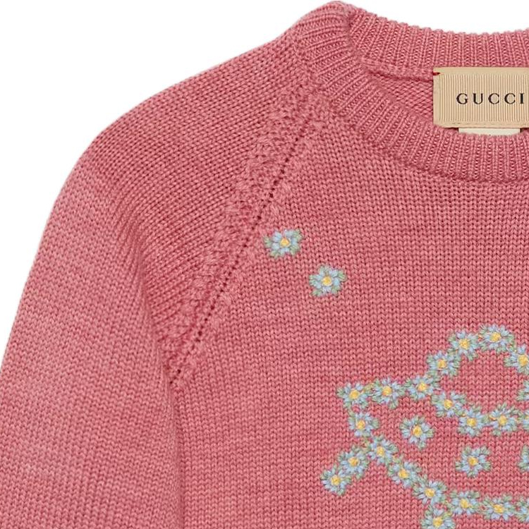 Женский свитер Gucci SS23 (розовый с вышивкой) — фото 3