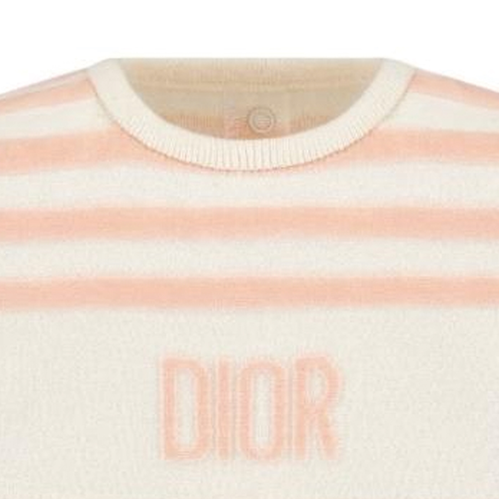 Женское платье Dior Striped Dress (розовое) — фото 3