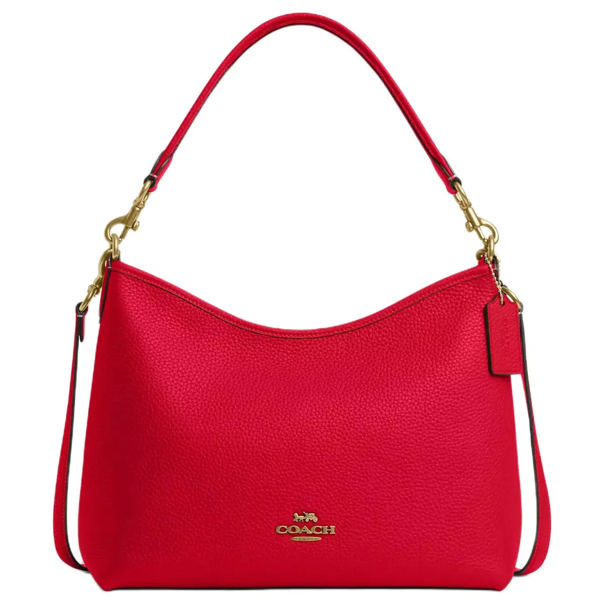 COACH Pebbled Leather Handbag, Shoulder Bag, Crossbody Bag Large Women's Red
