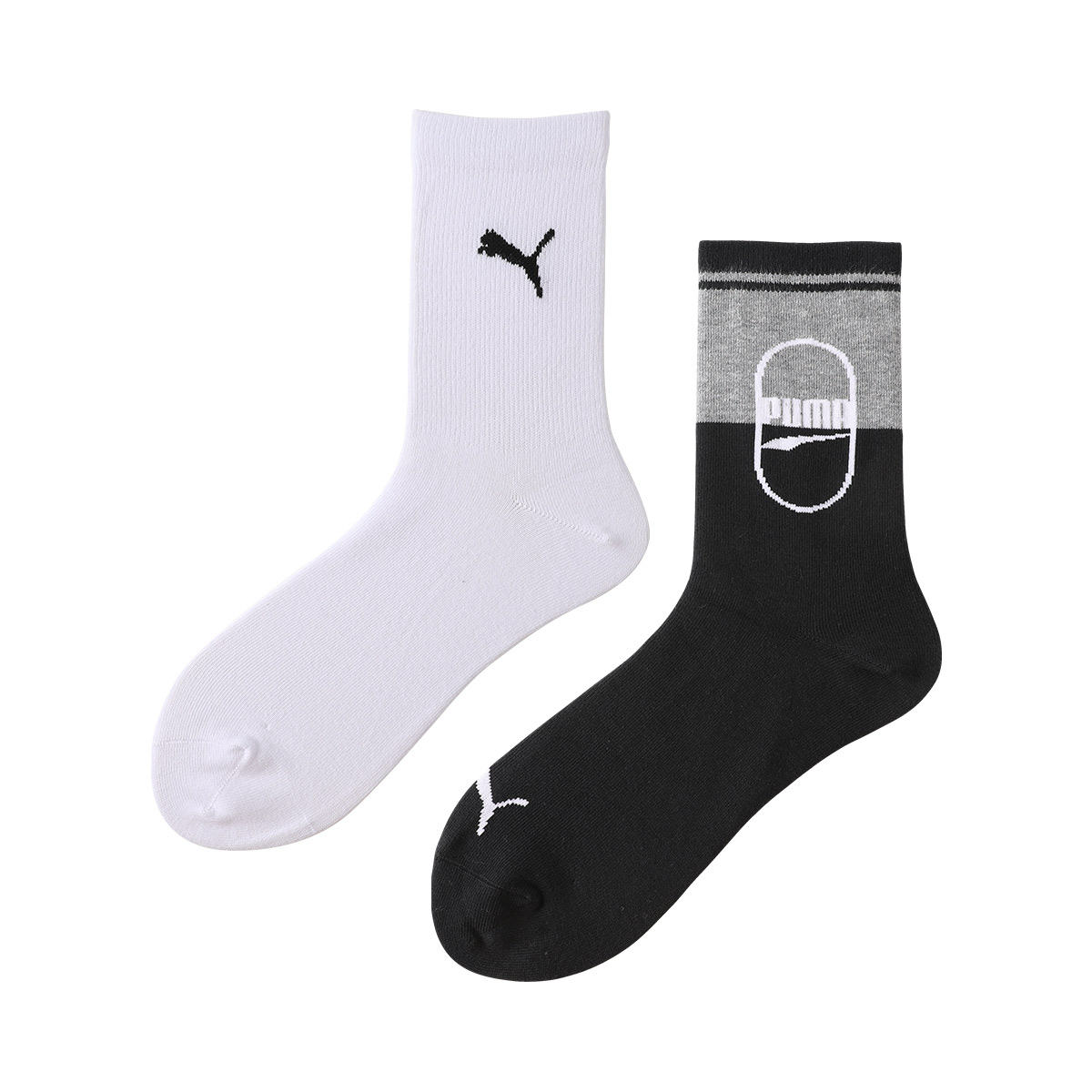 PUMA Knee High Socks Unisex 2 Pack Black White Combination