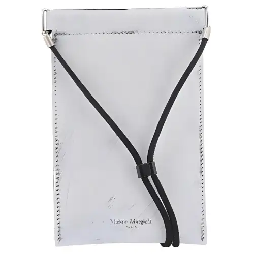 Maison Margiela Distressed Leather One Shoulder Cell Phone Pouch Men's White