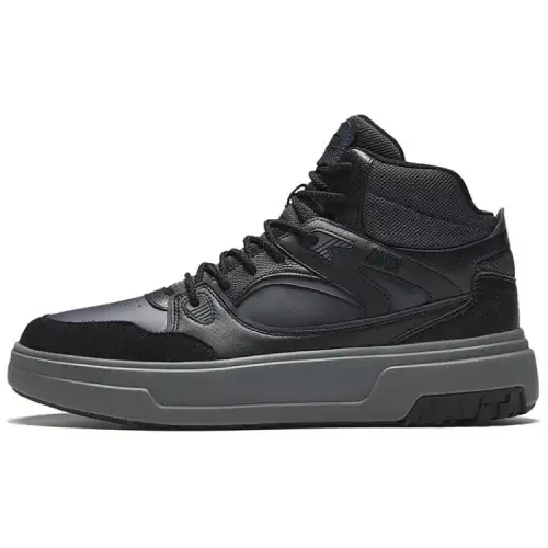 Anta Textile, Synthetic Leather Slip Resistant Abrasion Resistant High top Casual Shoes Men's Black Gray
