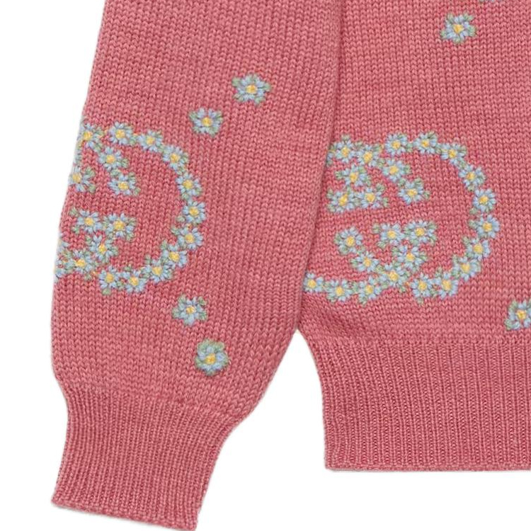 Женский свитер Gucci SS23 (розовый с вышивкой) — фото 5
