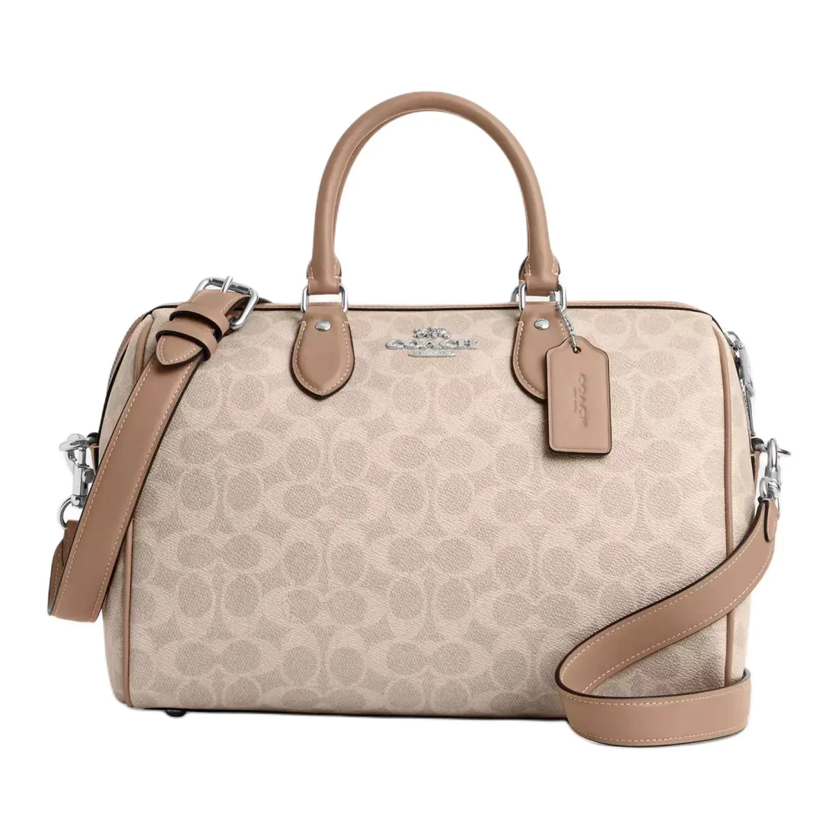 COACH Rowan Coated Canvas Crossbody One Shoulder Handbag Large Women's Sand