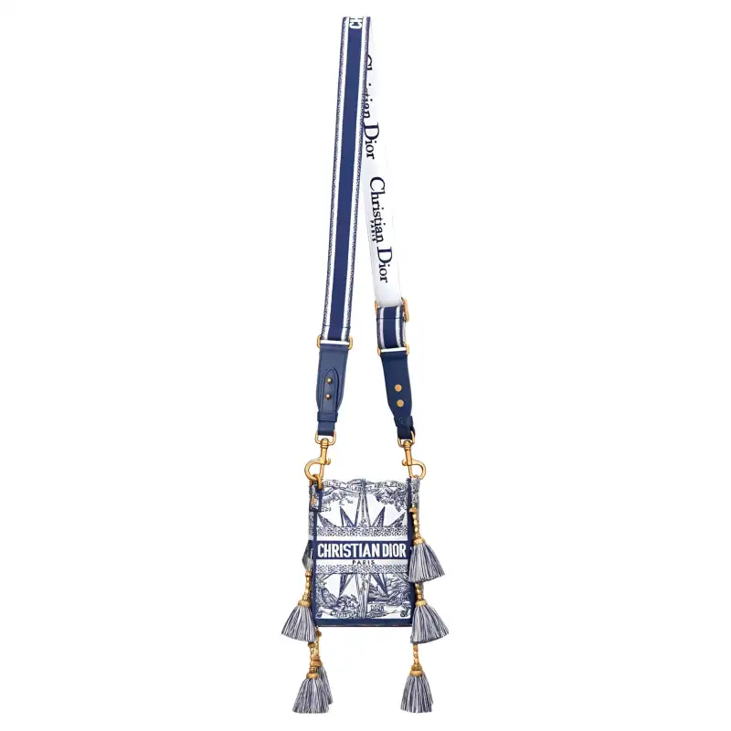 DIOR D Bubble Collection Embroidery Bucket Bags Crossbody Bag, Shoulder Bag Small Women's Blue