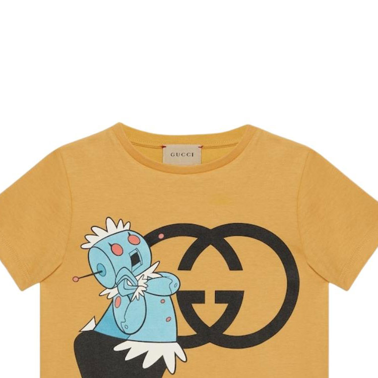 Детская футболка Gucci Logo (желтая) — фото 5