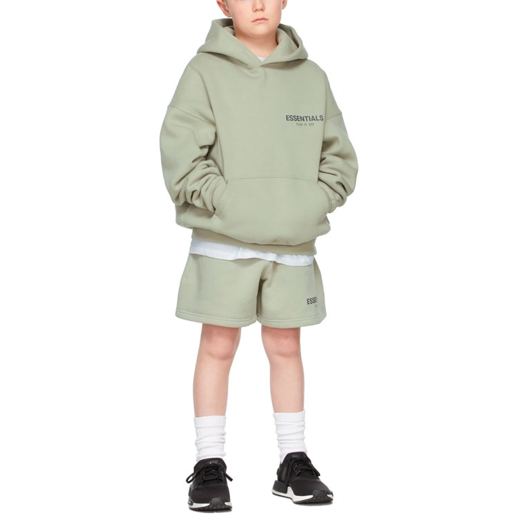 Мужские шорты Fear of God Essentials FW21 Kids Green/Concrete Sweat Shorts (зеленые) — фото 4