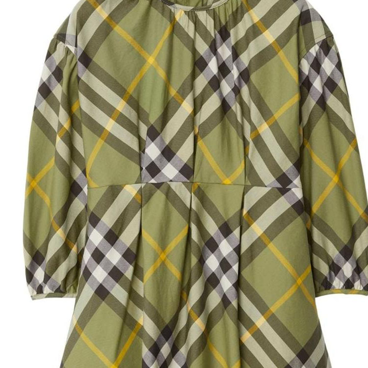 Женское платье Burberry Check Dress (зеленое) — фото 5