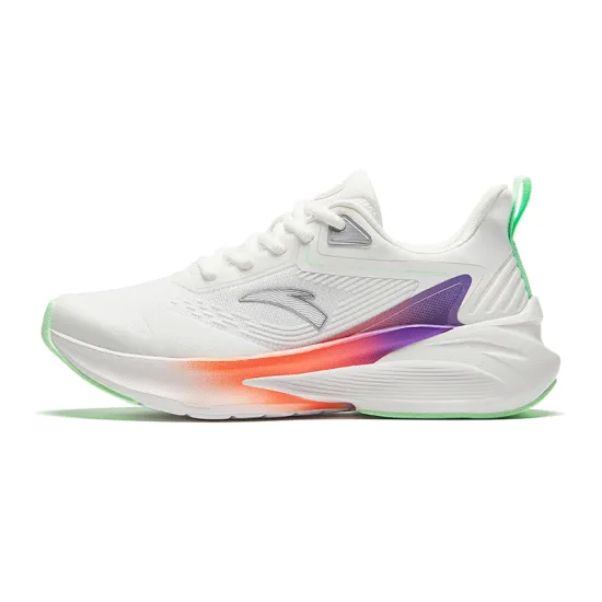 ANTA Running Collection Running Shoes Women's Low-Top Papyrus White/Noya Purple/Fluorescent Crystal Green