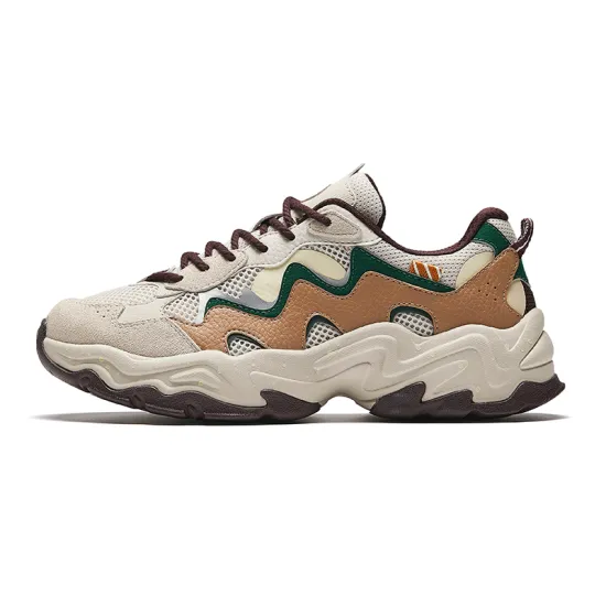 ANTA Life Collection Casual Shoes Women's Low-Top White Limestone/Lotus Silk Brown/Fungal Green