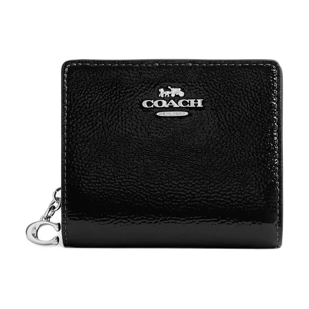 COACH Snap Wallet Patent Leather Wallet Mini Women's Black