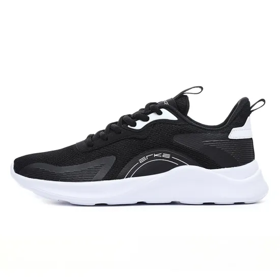 Erke Running Shoes Men Low-Top Jet Black True White