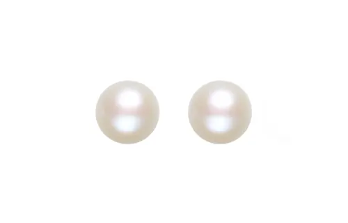 White earrings, universal round beads from pearl, (Physicals), 18 carat, simple and elegant design