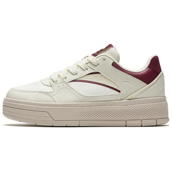 ANTA Skateboard Shoes Women's Low-Top Beige Red