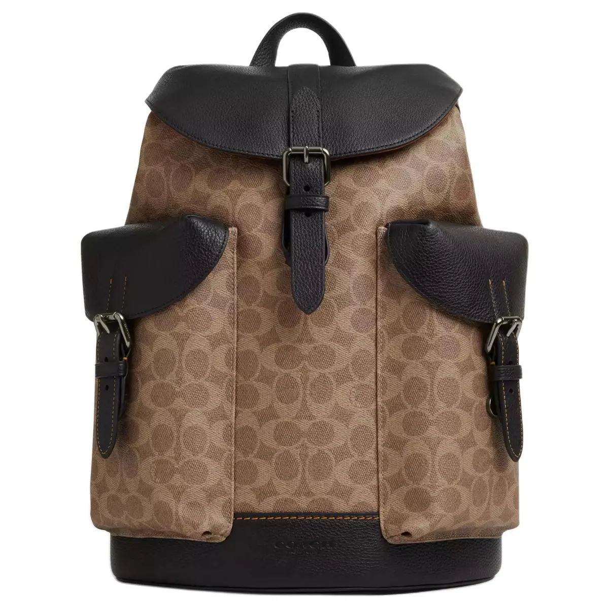 COACH WARNER Coated Canvas Backpack Large Men's Tan & Black