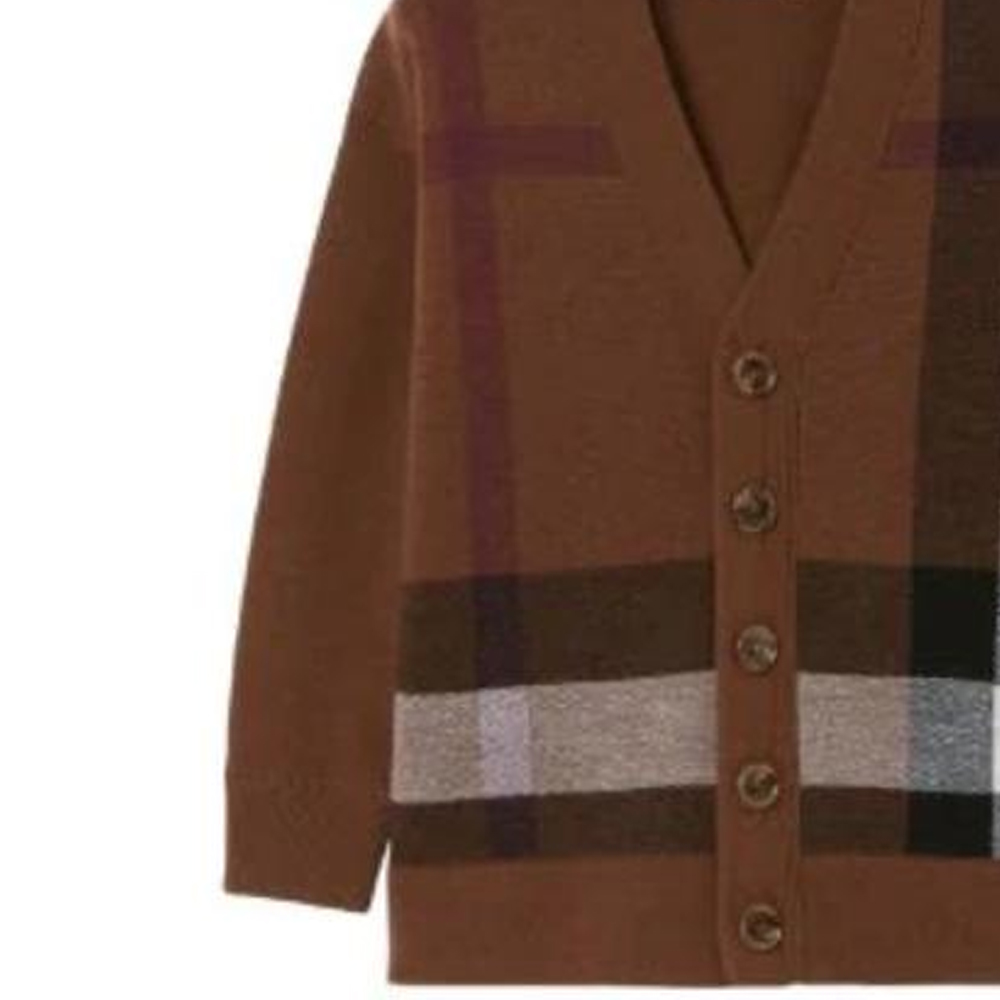 Мужской кардиган Burberry В-образный вырез (коричневый) — фото 4
