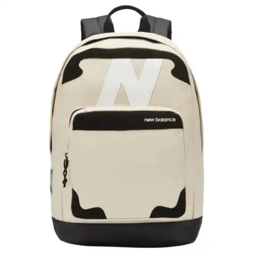 New Balance Synthetic Leather, Textile Mosaic Backpack Regular Unisex Beige & Black