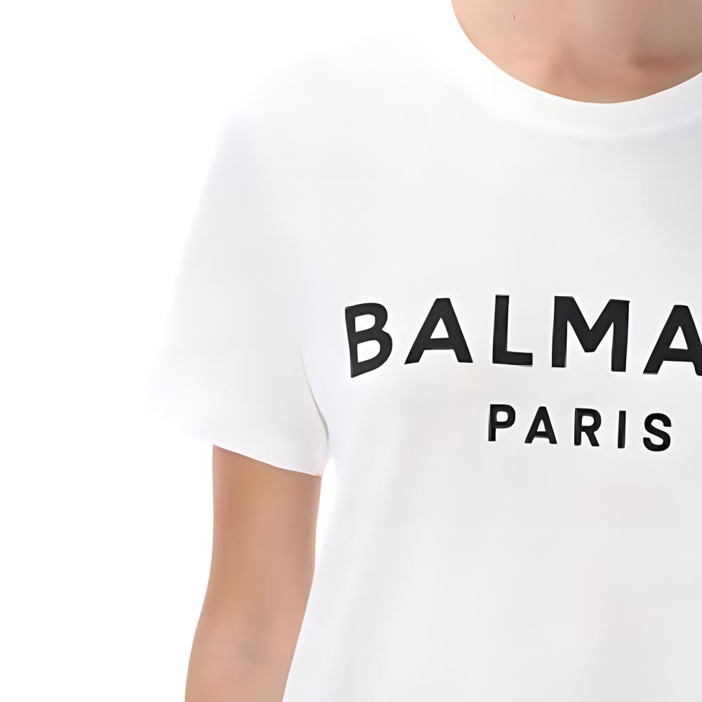 Женская футболка BALMAIN 23ABF1EF005BB02GAB (белая) — фото 4