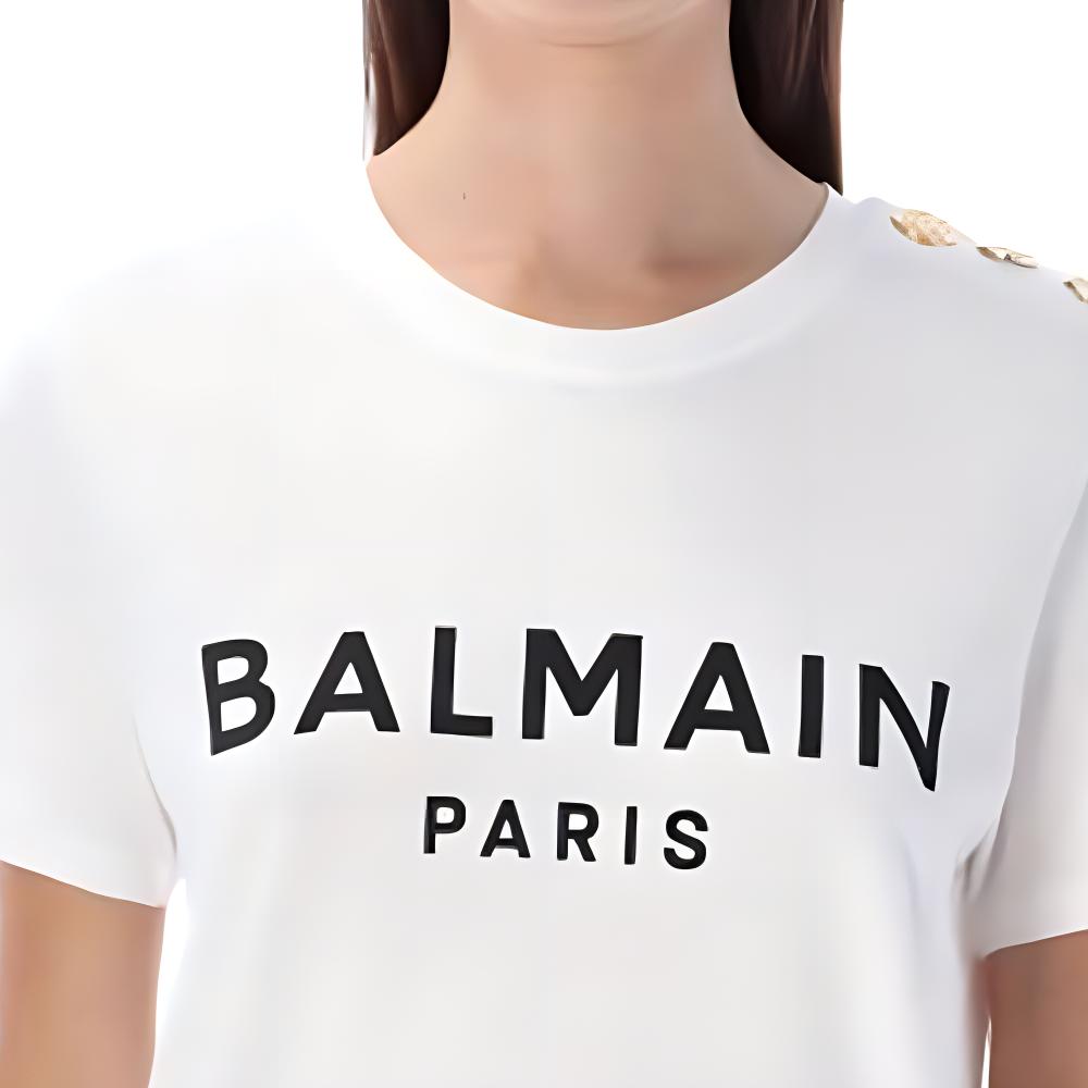Женская футболка BALMAIN 23ABF1EF005BB02GAB (белая) — фото 3