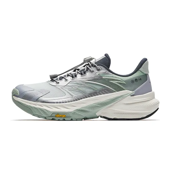 ANTA Explore The Wilderness Running Shoes Women's Low-Top Mist Gray/Tranquil Ink Blue/Hydrogen Green